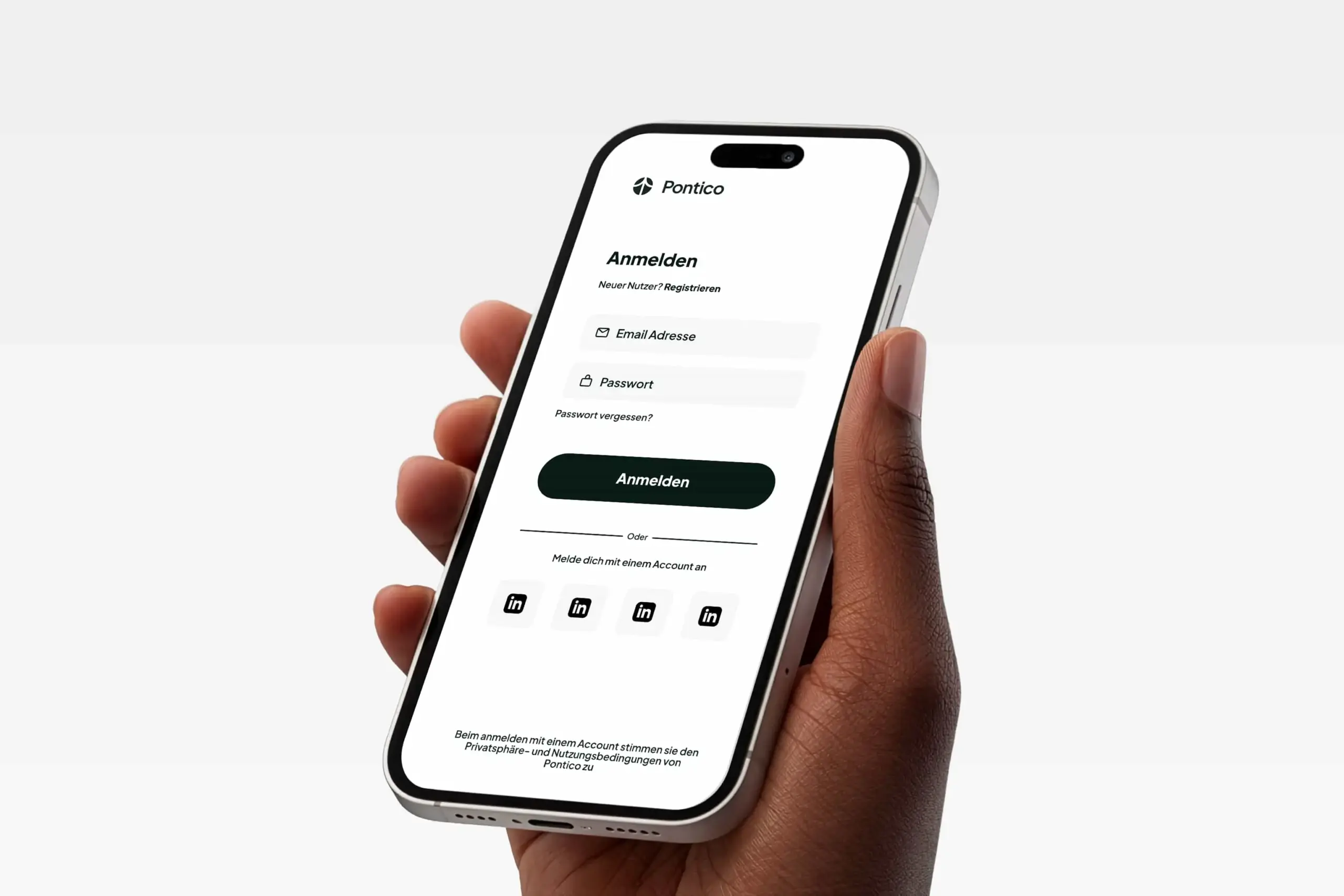 Smartphone mit Pontico Login als mobiler Zugang zum digitalen Nachfolge-Cockpit